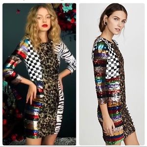 ALICE + OLIVIA Jae Multicolored Sequin Dress